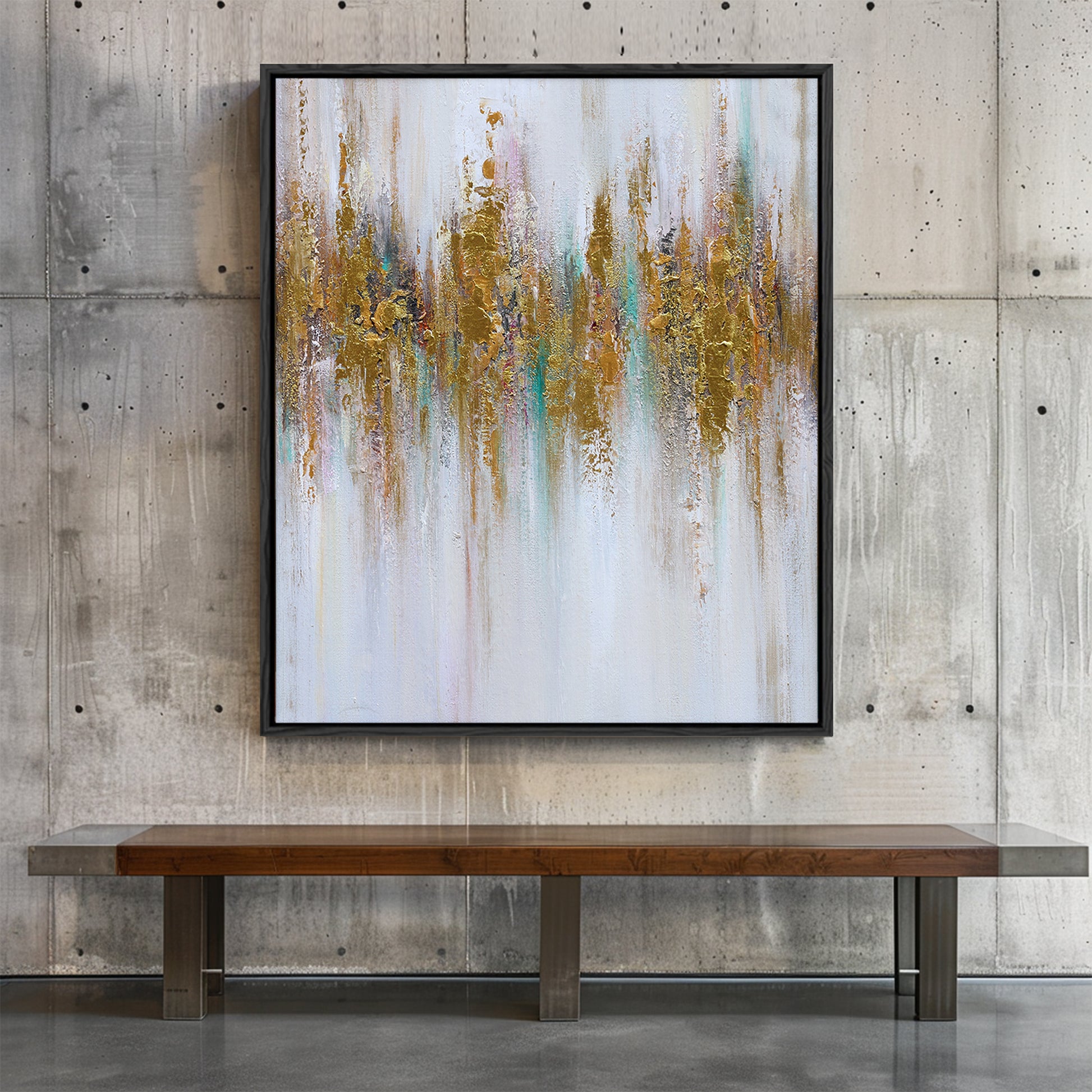 Abstract Wall Art | Gold Wall Art | Modern Abstract Art | Large Canvas For Acrylic Painting #DF030