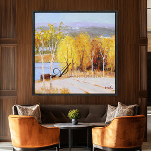 Landscape Wall Art Canvas | Autumn Painting | Tree Painting | Paintings For Living Room #DF023