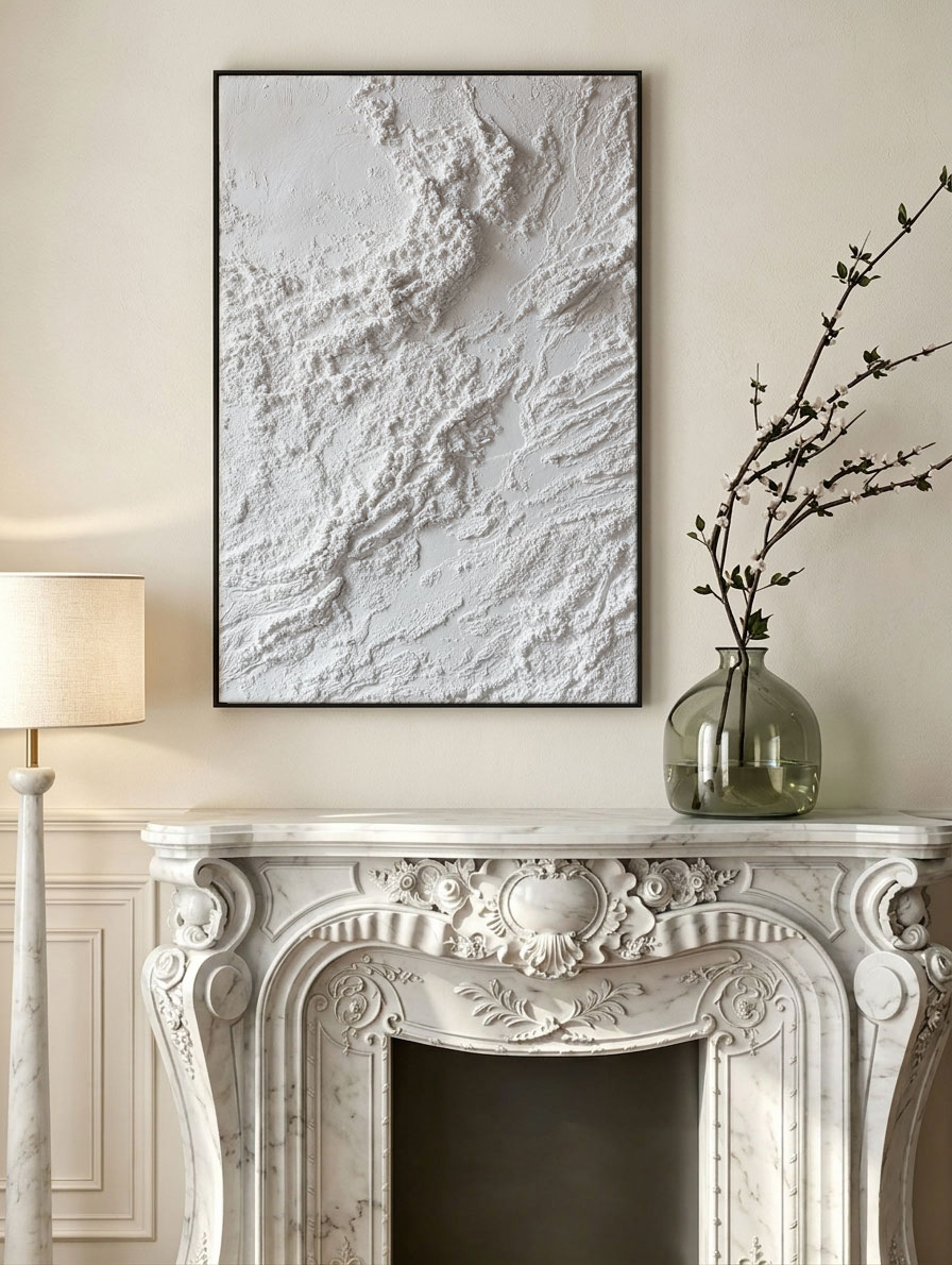 Minimalist White Abstract Textured Plaster Wall Art Neutral Wabi Sabi Inspired Modern Decor for Calm Spaces