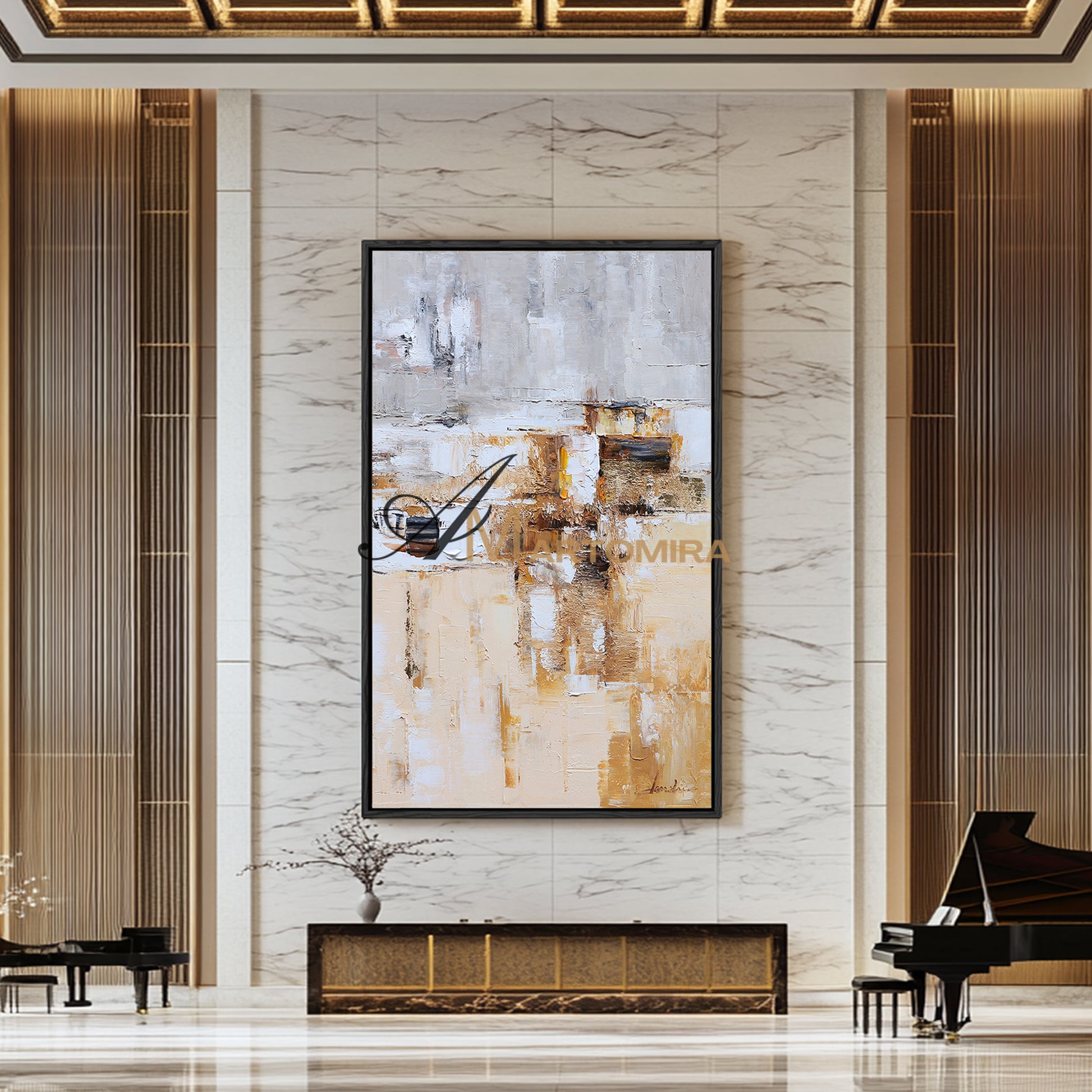 Brown And Beige Wall Art | Modern Abstract Painting | Handmade Paintings For Living Room #DF032