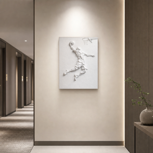 White Textured Sport 3D Relief Vertical Wall Art for Living Room or Office