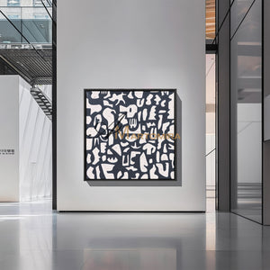 Black And White Abstract Art | Minimalist Paint | Abstract Geometric Art | Large Painting For Living Room #DF063