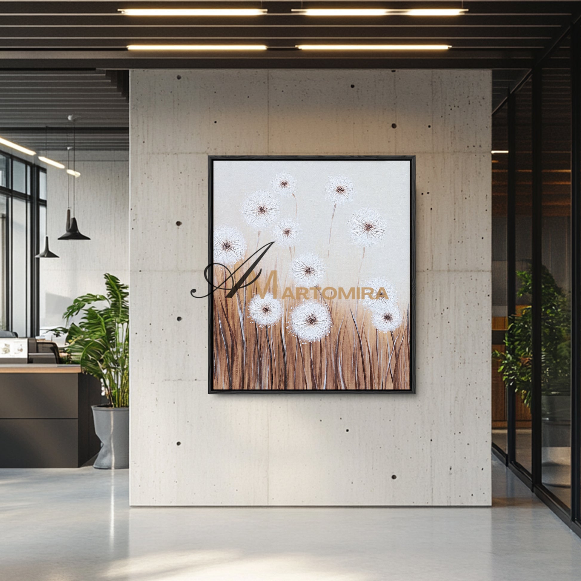 Flower Paintings On Canvas | Dandelion Painting | Wall Art For Living Room | Canvas Wall Decor #DF024