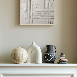 Minimalist White Light Grey Textured 3D Relief Abstract Geometric Wall Art for Modern Living Room Bedroom Office Dining Room Hallway Decor