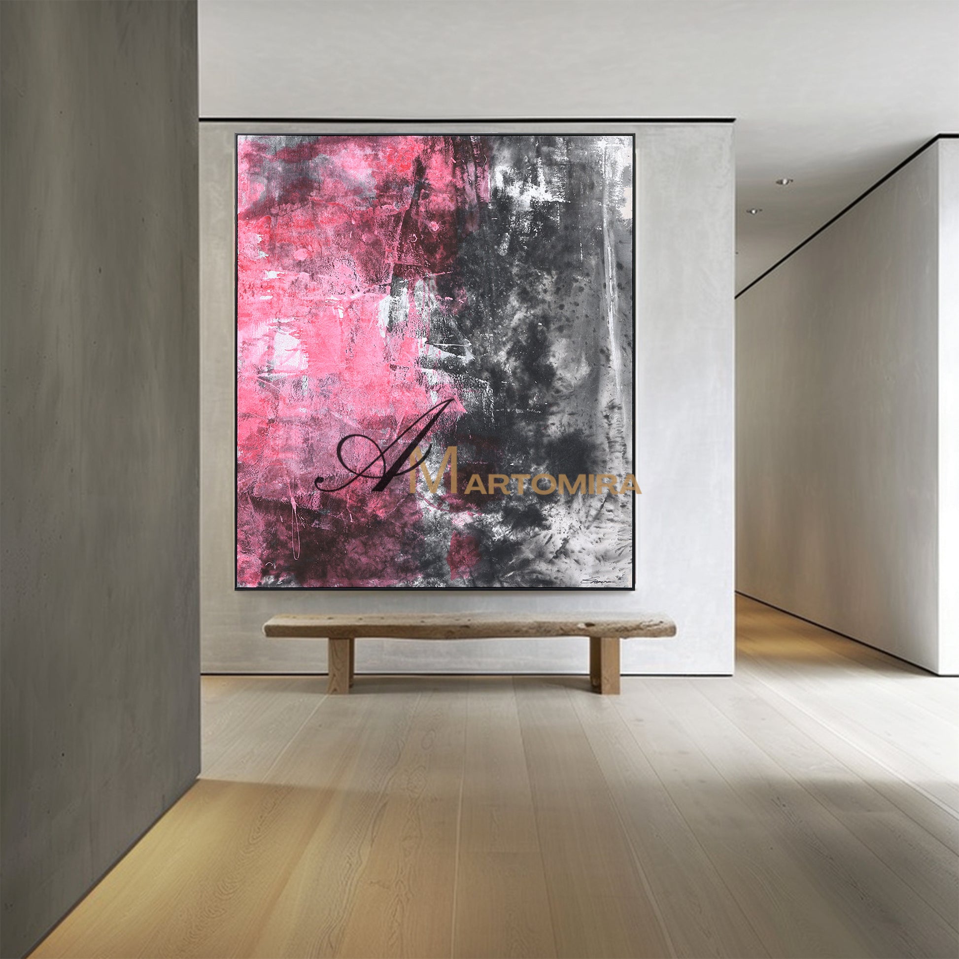 Pink And Black Wall Art | Modern Abstract Art | Minimalist Abstract Art | Abstract Painting For Living Room #DF049