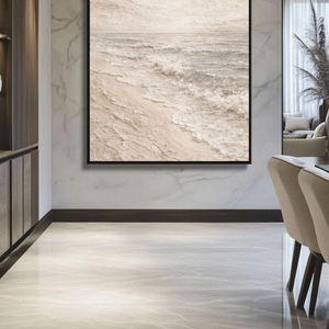 Minimalist Neutral Ocean Wave Textured Wall Art Beige White Grey Abstract Beach Scene Impasto Painting Coastal Artwork for Living Room Bedroom Dining Room Office Hallway