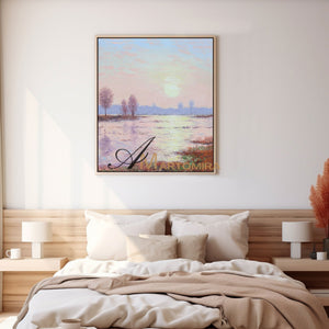Landscape Wall Art | Pink Wall Art | Sunset Canvas Painting | Landscape Canvas Oil Painting #DF011