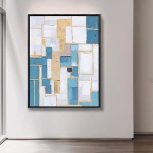Blue And Gold Wall Art | Geometric Wall Art | Minimalist Abstract Art | Contemporary Modern Wall Decor #DF064