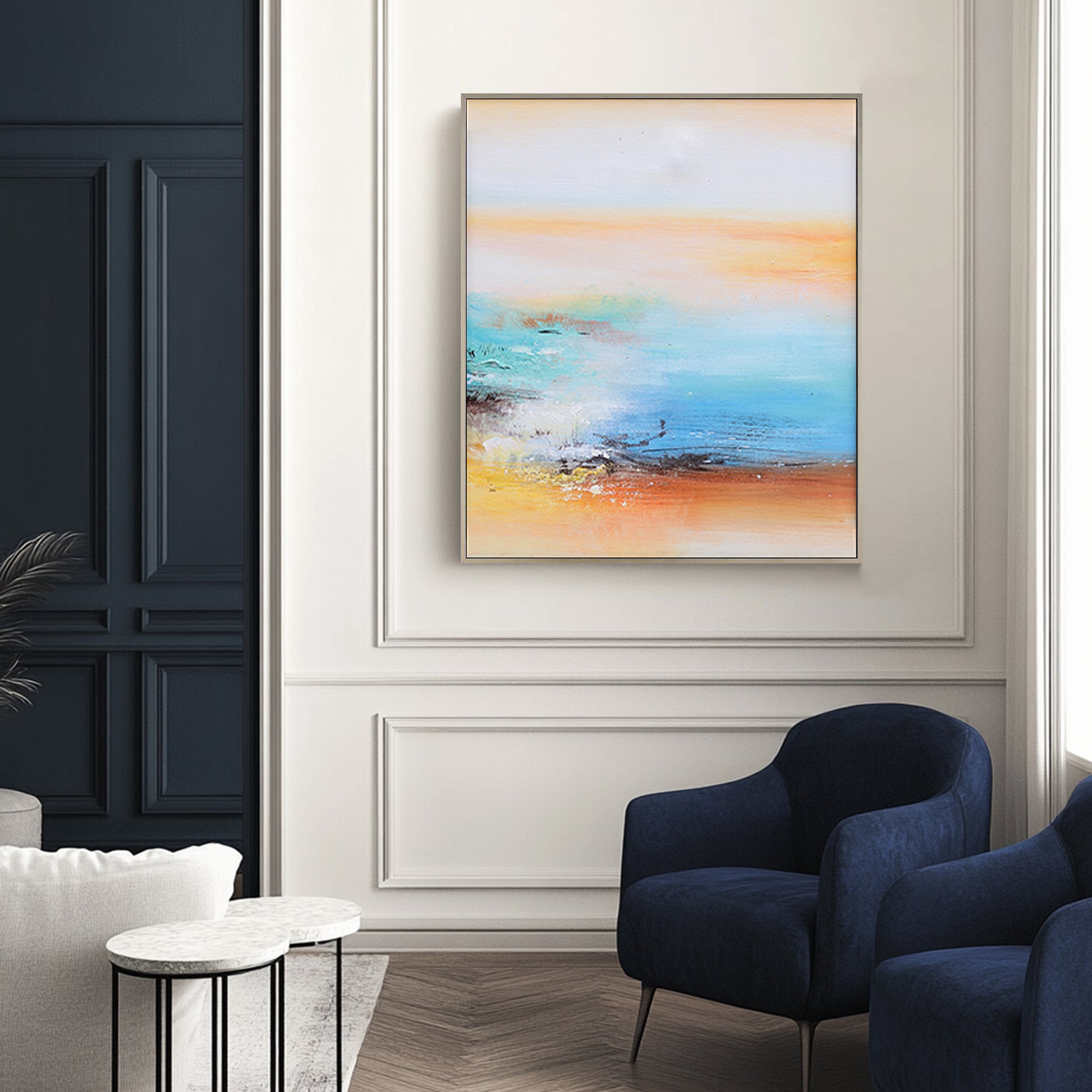 Lake Canvas Wall Art | Modern Abstract Wall Art | Abstract Landscape Wall Art #DF010