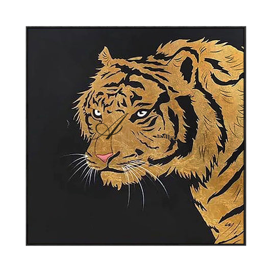 Tiger Painting | Animal Wall Art | Tiger Canvas Wall Art | Black And Gold Wall Art  #MF040