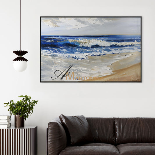 Ocean Wall Art | Beach Canvas | Blue Ocean Paintings | Landscape Canvas Wall Art #POS142
