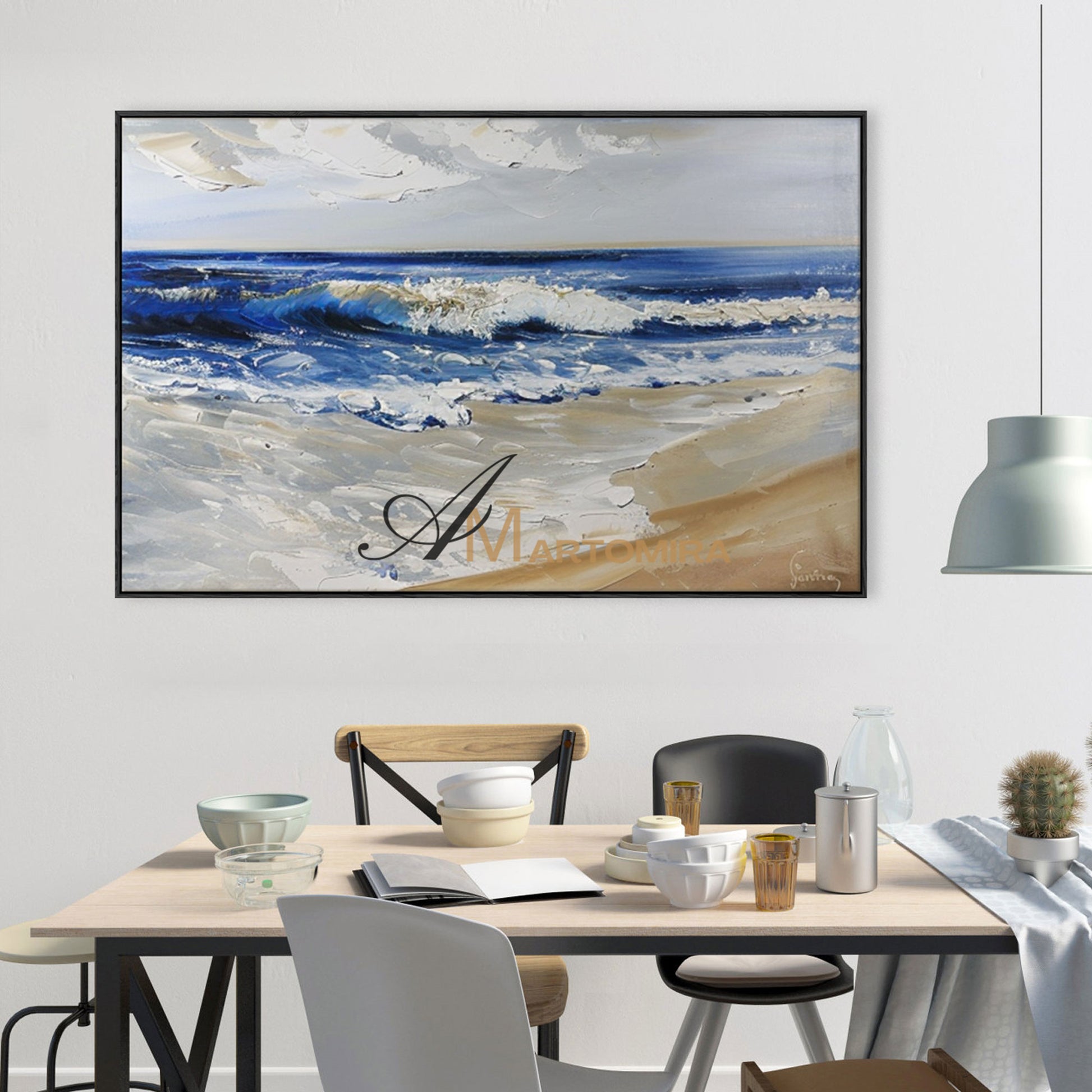 Ocean Wall Art | Beach Canvas | Blue Ocean Paintings | Landscape Canvas Wall Art #POS142