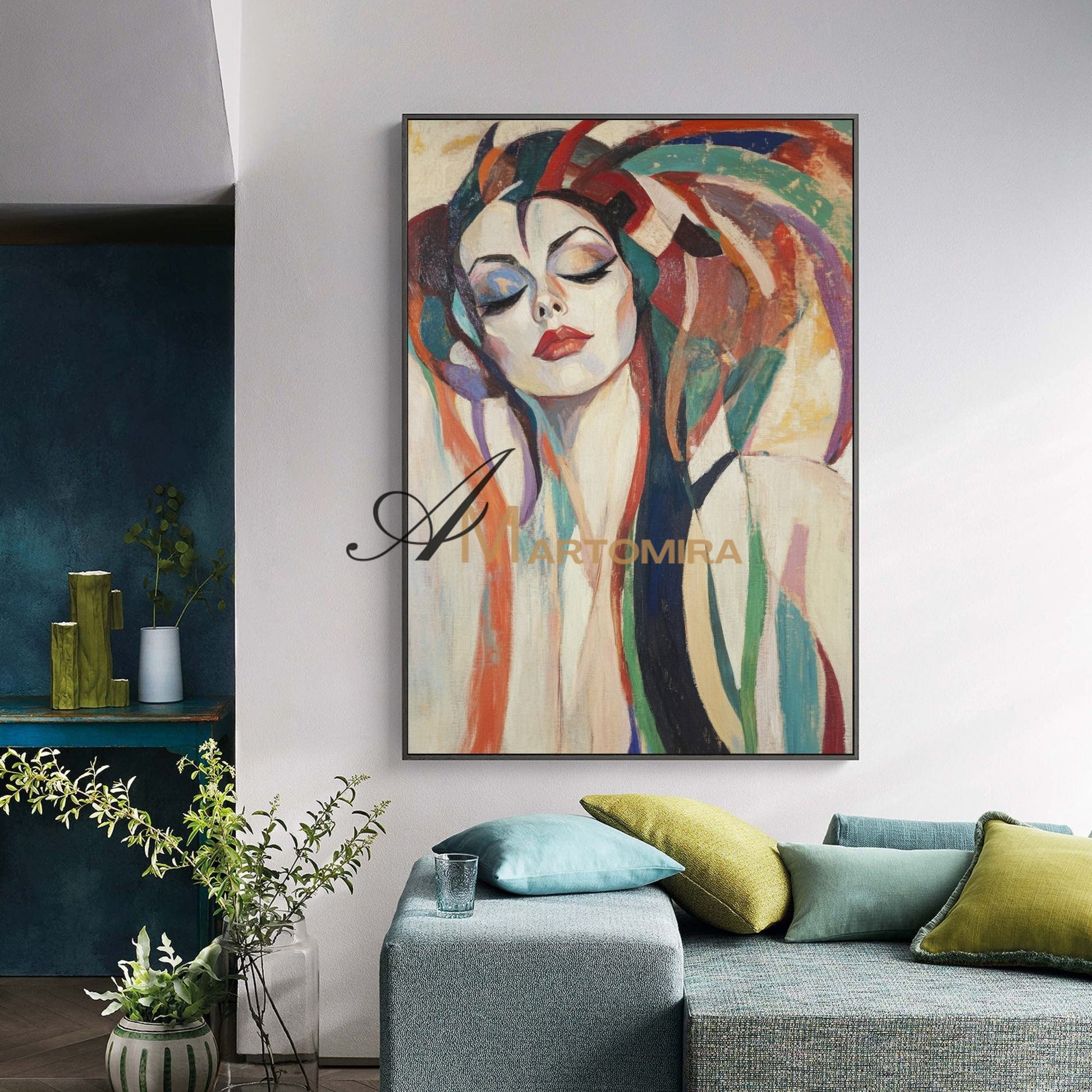 Abstract Painting Of Face | Colorful Painting | Large Canvas Art | Woman Painting #AP019