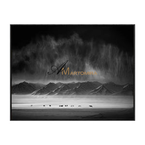 Landscape Wall Art | Acrylic Mountain Painting | Large Black And White Wall Art | Canvas Paint #MF041