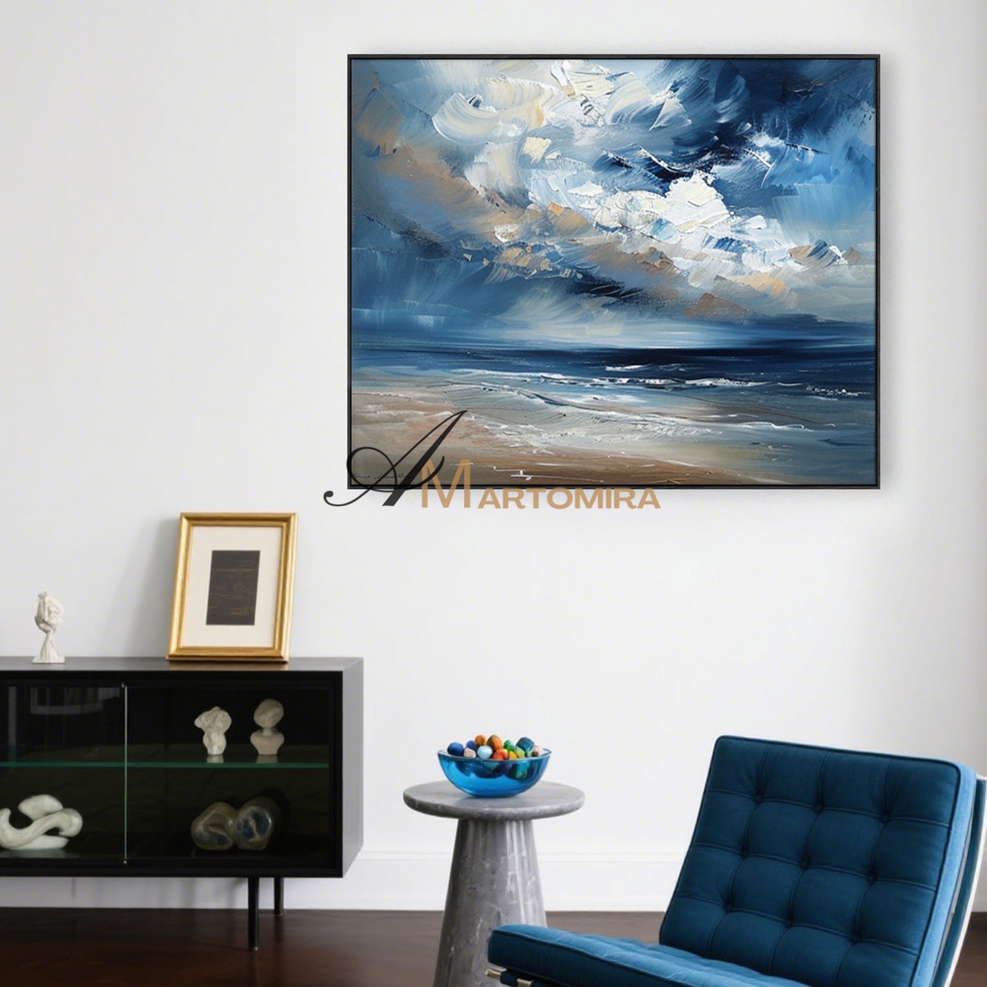 Ocean Wall Art | Blue Landscape Painting | Large Abstract Canvas Wall Art | Acrylic Wall Art #POS143