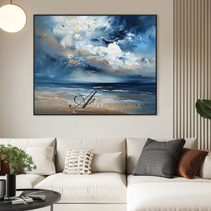 Ocean Wall Art | Blue Landscape Painting | Large Abstract Canvas Wall Art | Acrylic Wall Art #POS143