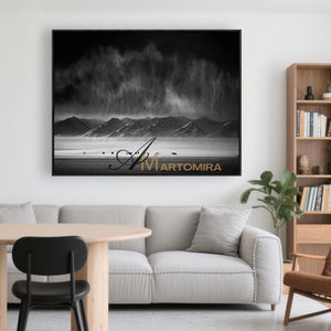 Landscape Wall Art | Acrylic Mountain Painting | Large Black And White Wall Art | Canvas Paint #MF041