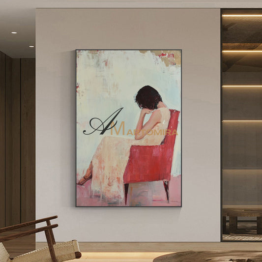 Painting Of A Woman | Large Canvas Wall Art | Acrylic Painting On Canvas | Modern Art #AP020