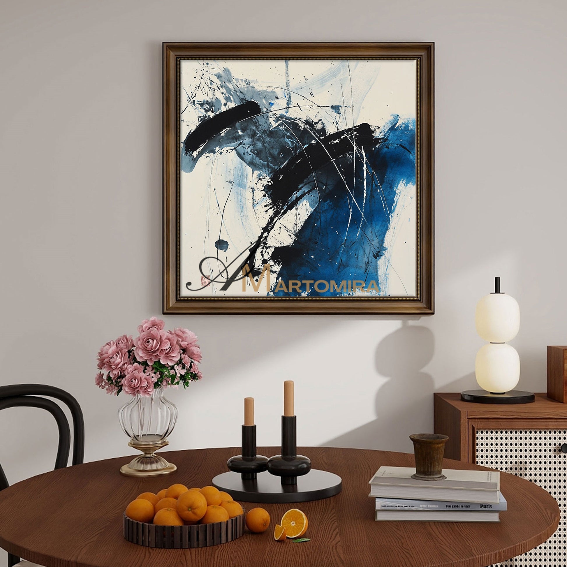 Abstract Wall Art | Canvas Paint | Blue White Abstract Painting | Wall Art Decor #AH144