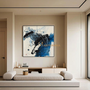 Abstract Wall Art | Canvas Paint | Blue White Abstract Painting | Wall Art Decor #AH144
