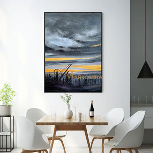 Landscape Art Paintings | Black And Gold Wall Art | Landscape Wall Art For Living Room | Modern Art #MF042