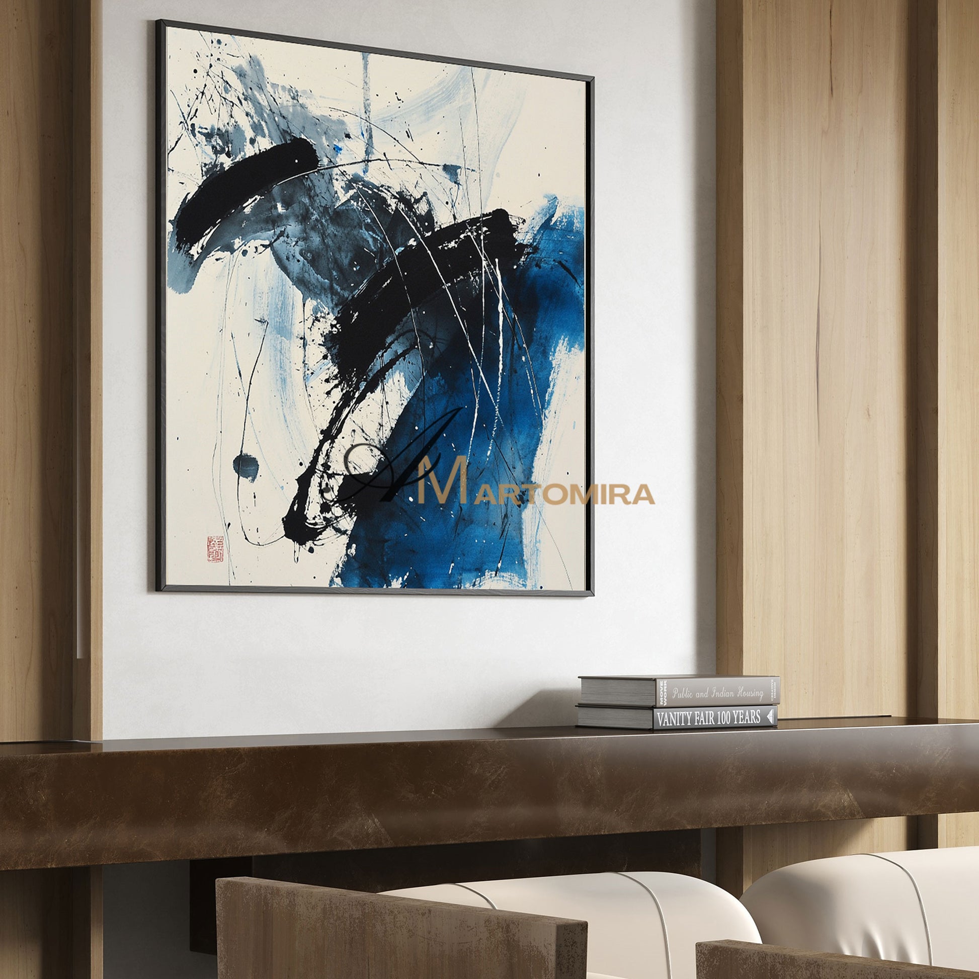 Abstract Wall Art | Canvas Paint | Blue White Abstract Painting | Wall Art Decor #AH144