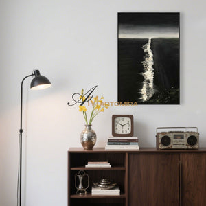 Abstract Oil Painting | The Wave Painting | Large Black And White Wall Art | Modern Art #MF043