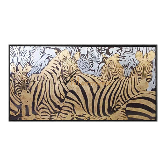 Animal Wall Art | Zebra Painting | Gold Wall Art | Large Animal Canvas Wall Art | Wall Decor #MF044