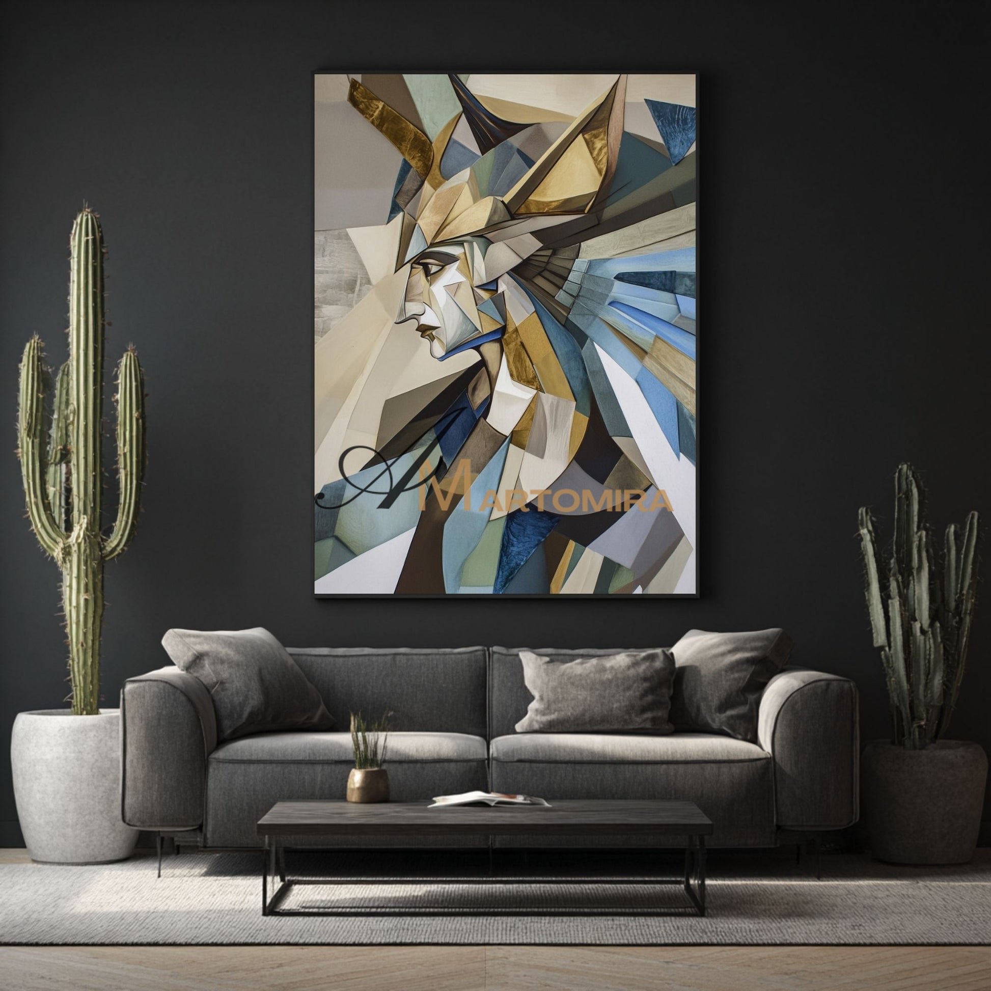 Abstract Portrait | Abstract Painting Woman | Golg Wall Art | Modern Abstract Paintings #AP023