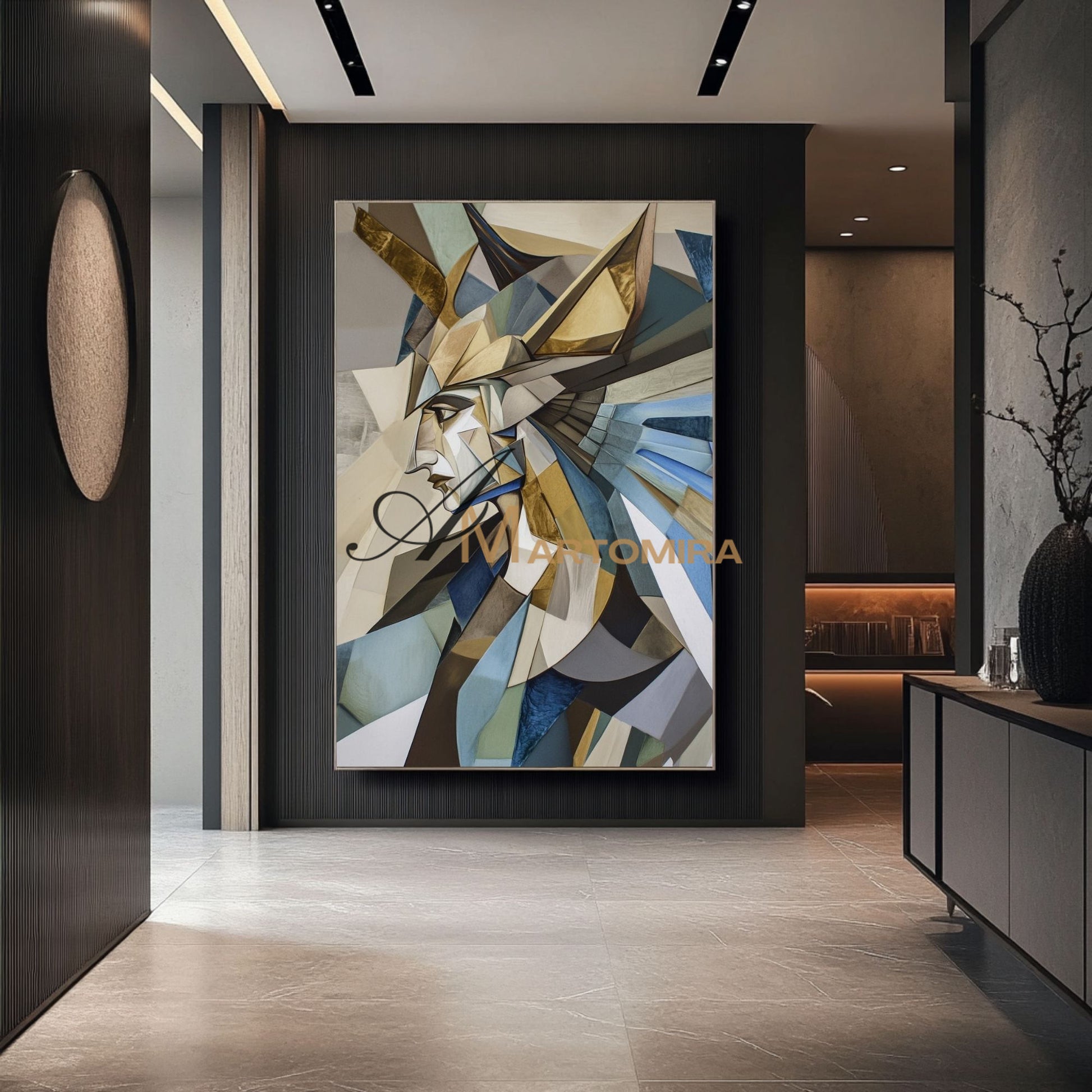 Abstract Portrait | Abstract Painting Woman | Golg Wall Art | Modern Abstract Paintings #AP023