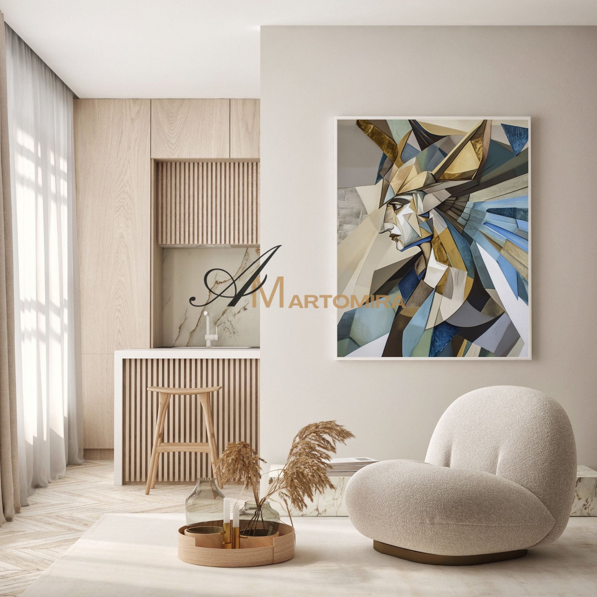Abstract Portrait | Abstract Painting Woman | Golg Wall Art | Modern Abstract Paintings #AP023