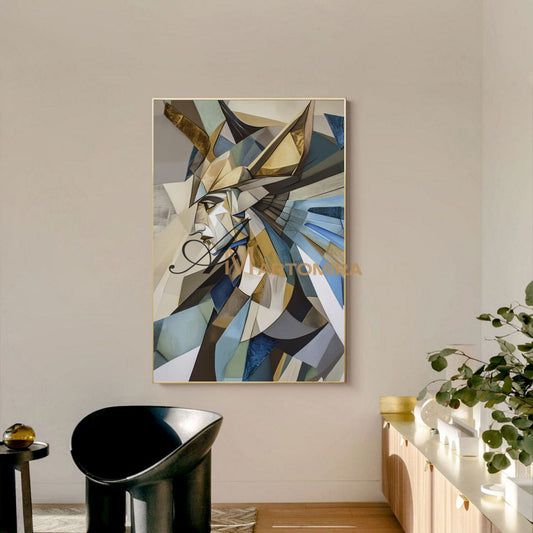 Abstract Portrait | Abstract Painting Woman | Golg Wall Art | Modern Abstract Paintings #AP023