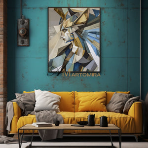 Abstract Portrait | Abstract Painting Woman | Golg Wall Art | Modern Abstract Paintings #AP023