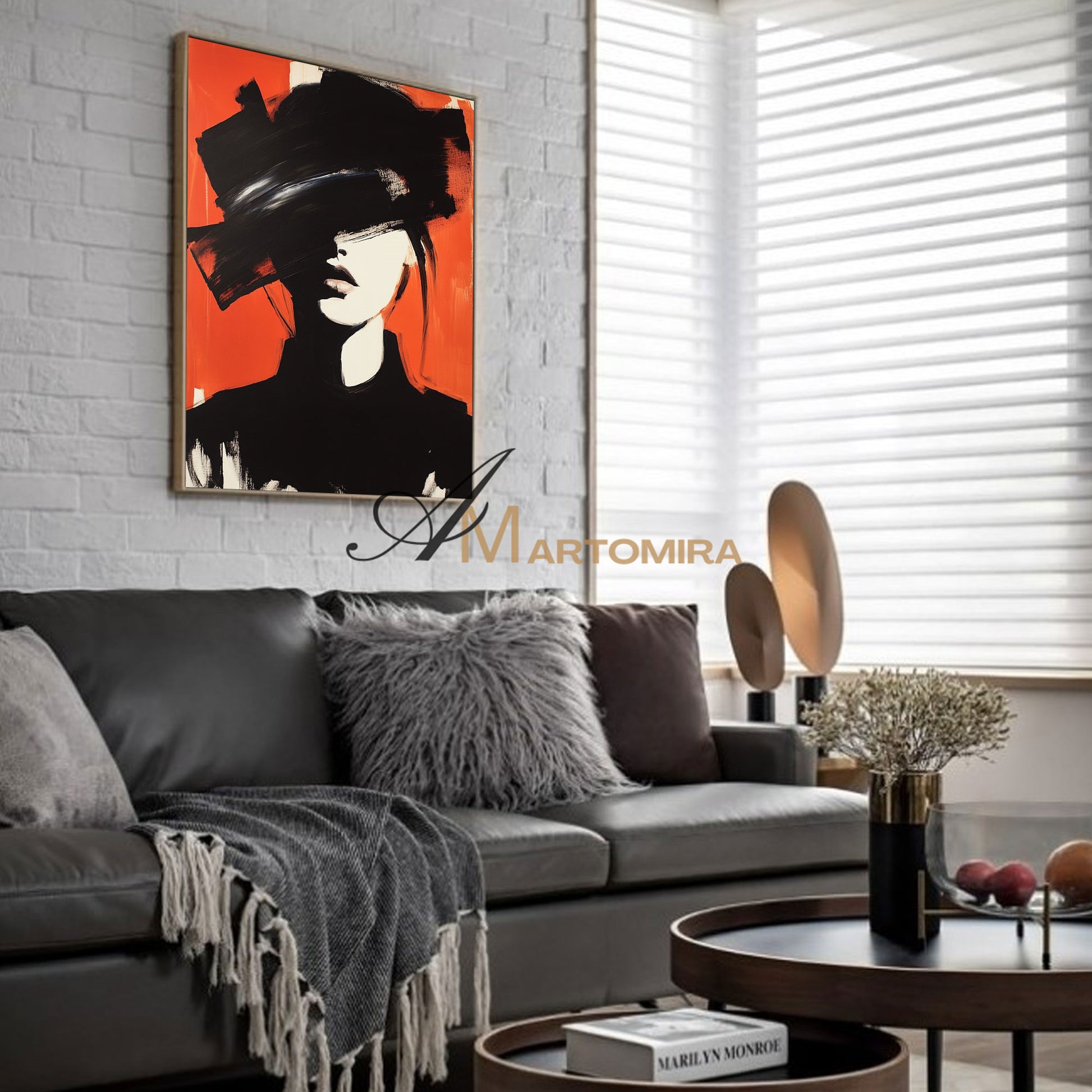 Women Painting | Portrait Woman | Red Black And White Wall Art | Canvas Wall Decor #AP024