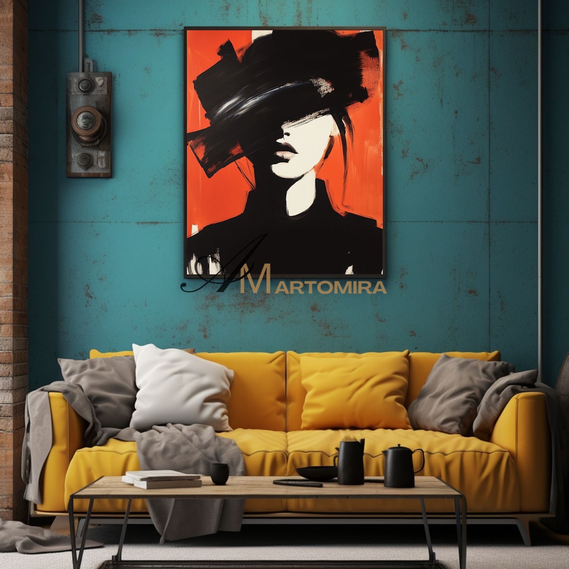 Women Painting | Portrait Woman | Red Black And White Wall Art | Canvas Wall Decor #AP024