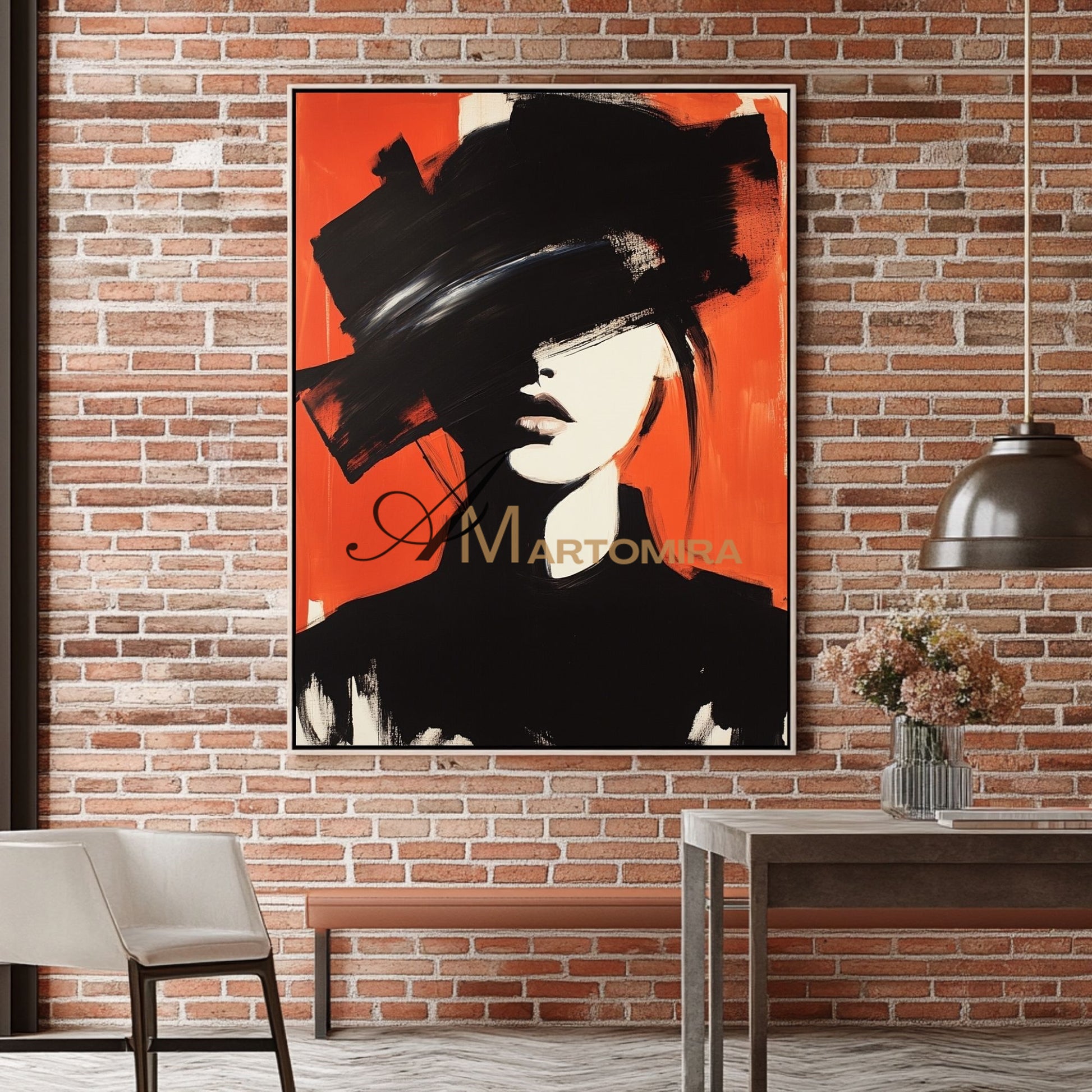 Women Painting | Portrait Woman | Red Black And White Wall Art | Canvas Wall Decor #AP024