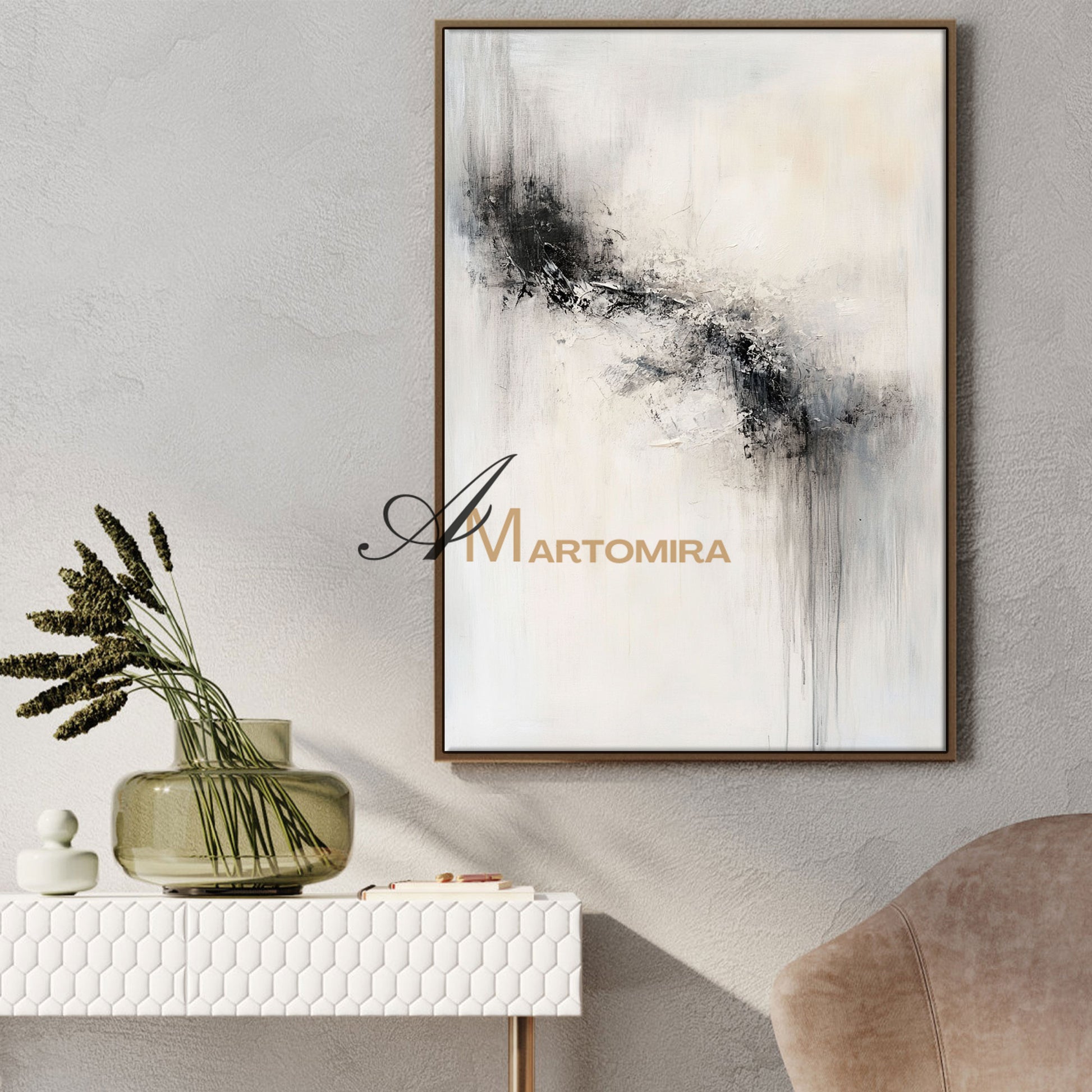 Wabi Sabi Art | Large Abstract Wall Art | Black And White Canvas Art | Abstract Minimalist Wall Art #AH147