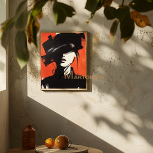 Women Painting | Portrait Woman | Red Black And White Wall Art | Canvas Wall Decor #AP024