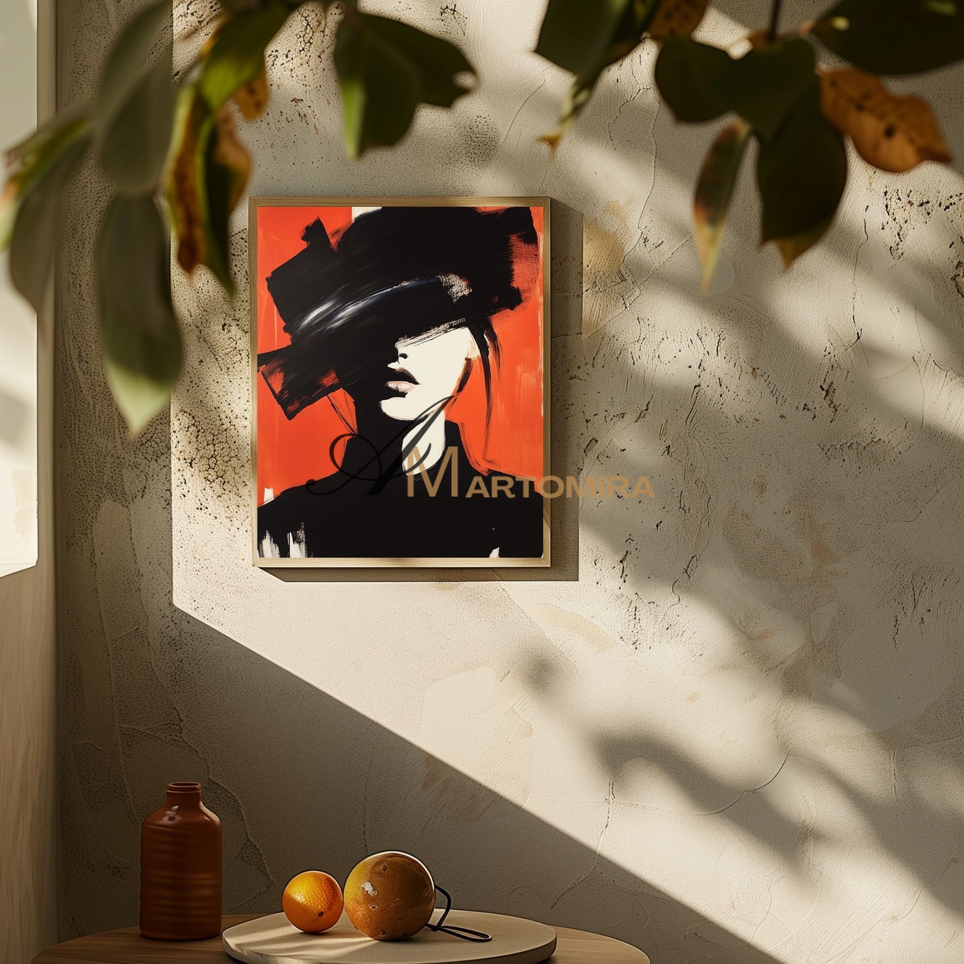 Women Painting | Portrait Woman | Red Black And White Wall Art | Canvas Wall Decor #AP024