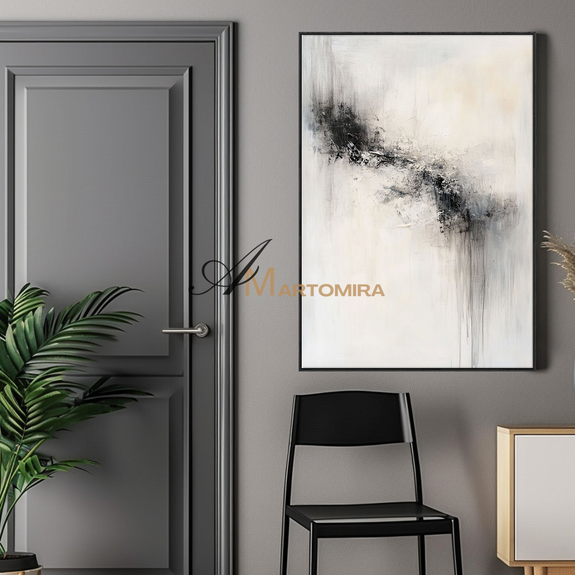 Wabi Sabi Art | Large Abstract Wall Art | Black And White Canvas Art | Abstract Minimalist Wall Art #AH147