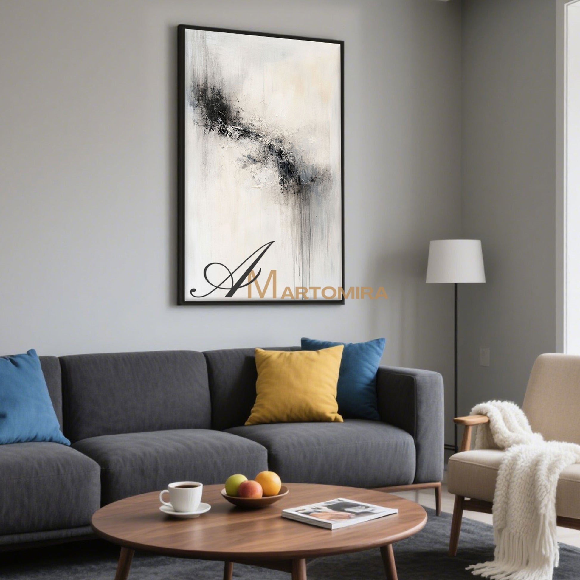 Wabi Sabi Art | Large Abstract Wall Art | Black And White Canvas Art | Abstract Minimalist Wall Art #AH147