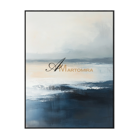 Abstract Wall Art | Blue White Abstract Painting | Blue Ocean Paintings | Extra Large Landscape Wall Art #POS148