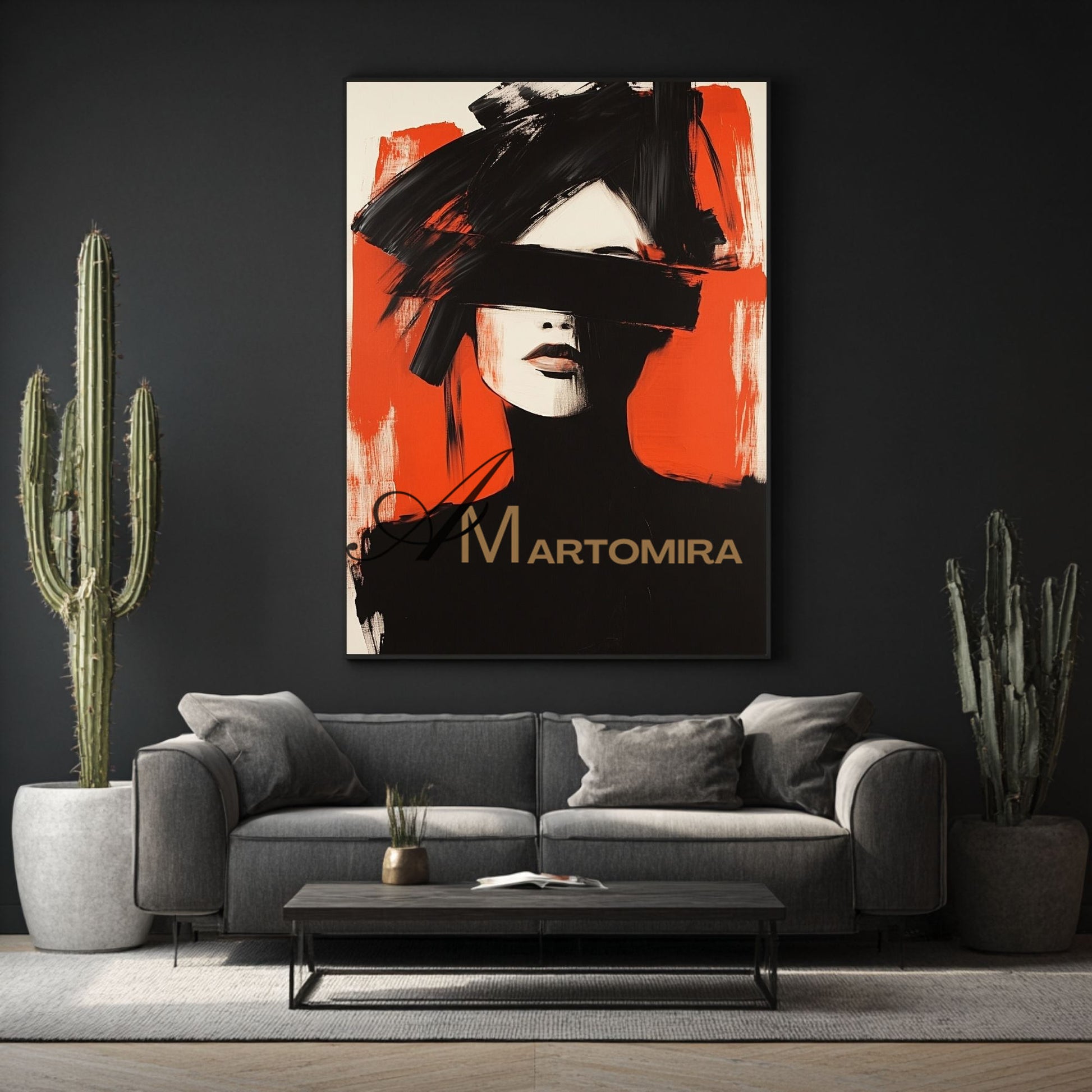 Women Painting | Red Black And White Wall Art | Abstract Portraits | Large Wall Art #AP025