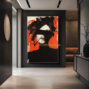 Women Painting | Red Black And White Wall Art | Abstract Portraits | Large Wall Art #AP025