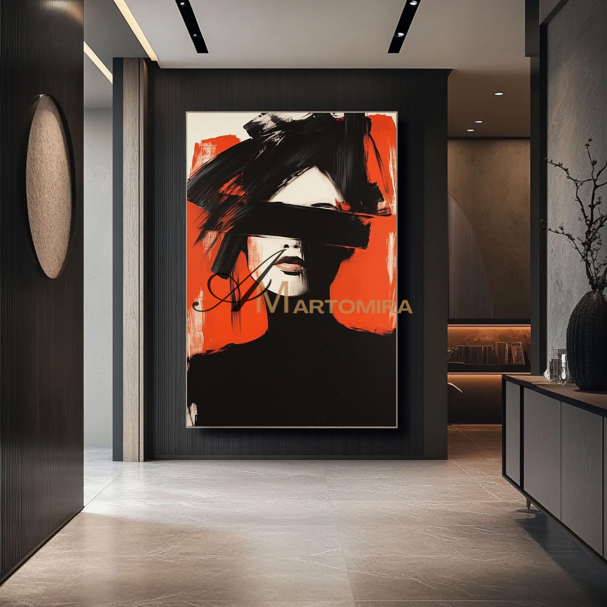 Women Painting | Red Black And White Wall Art | Abstract Portraits | Large Wall Art #AP025