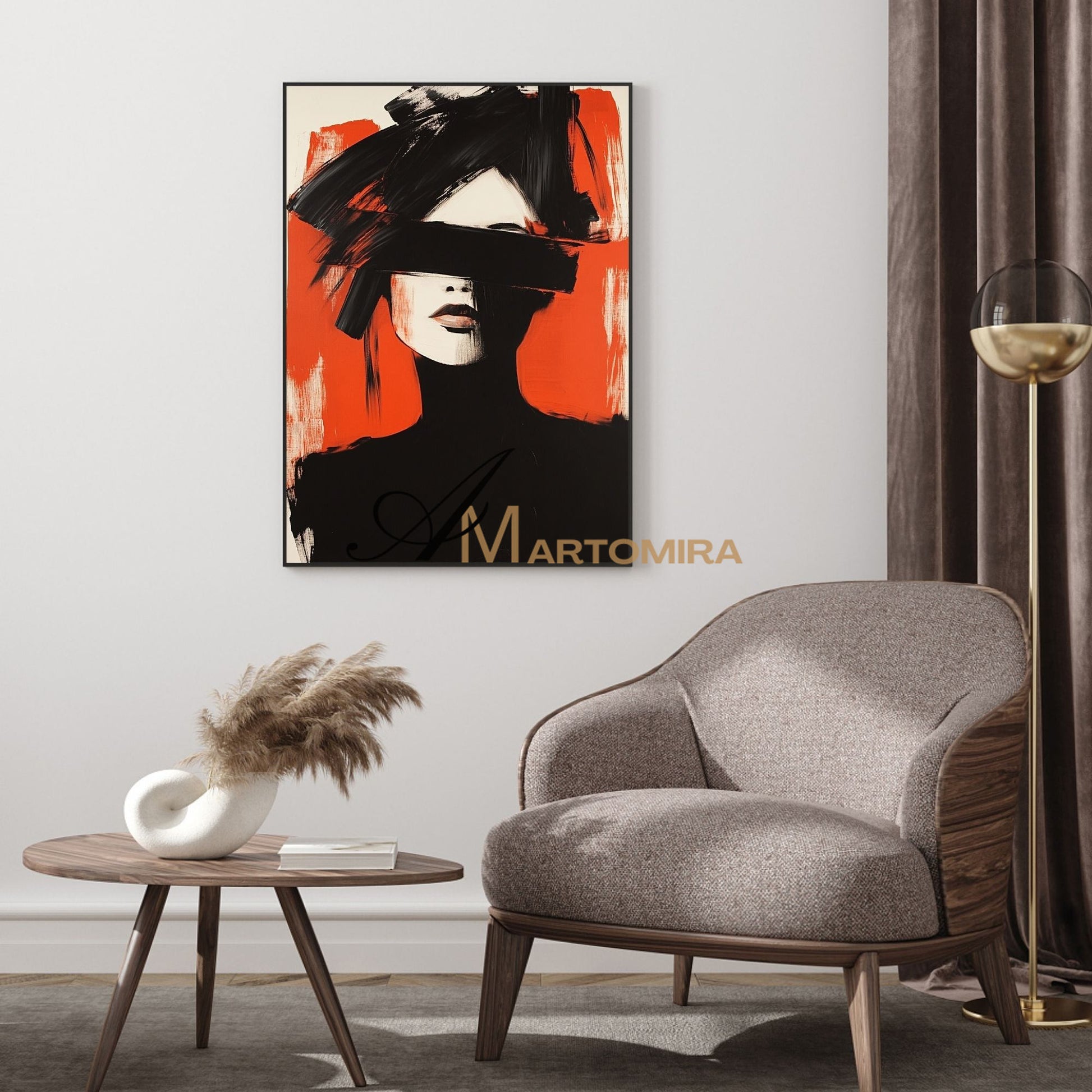 Women Painting | Red Black And White Wall Art | Abstract Portraits | Large Wall Art #AP025