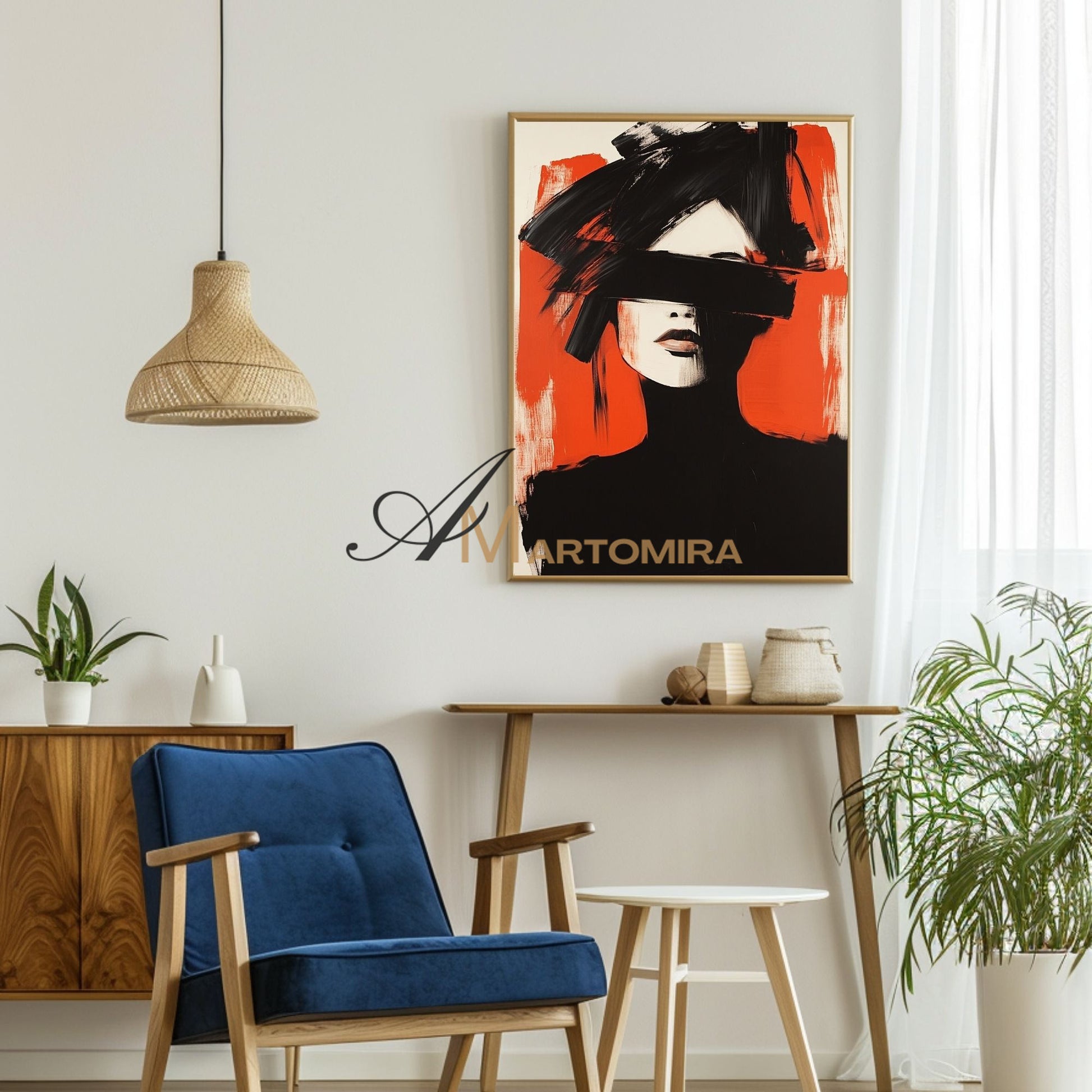 Women Painting | Red Black And White Wall Art | Abstract Portraits | Large Wall Art #AP025