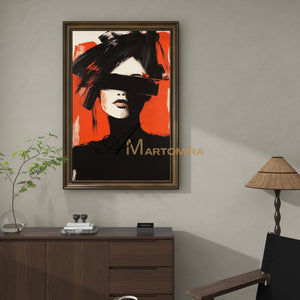 Women Painting | Red Black And White Wall Art | Abstract Portraits | Large Wall Art #AP025