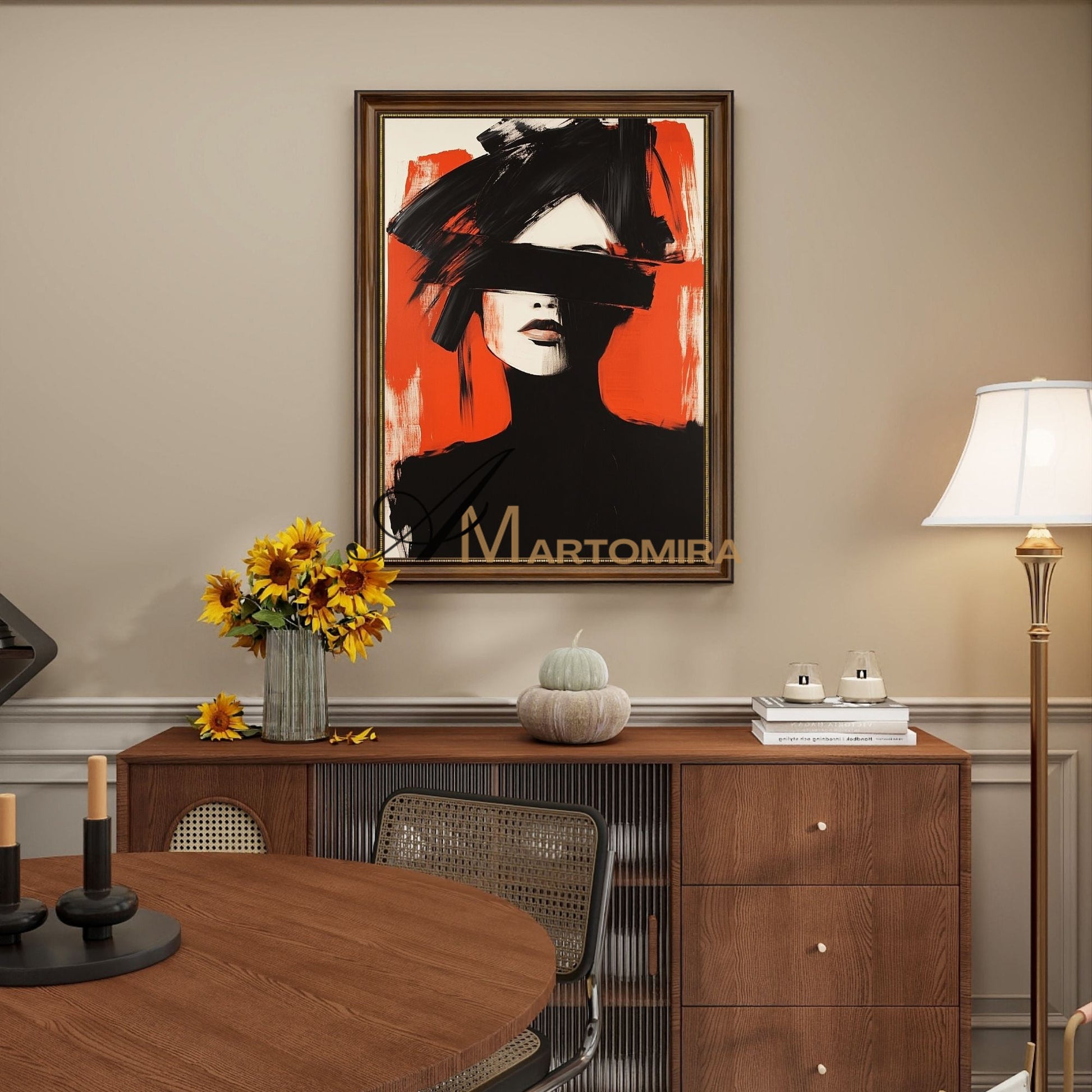 Women Painting | Red Black And White Wall Art | Abstract Portraits | Large Wall Art #AP025