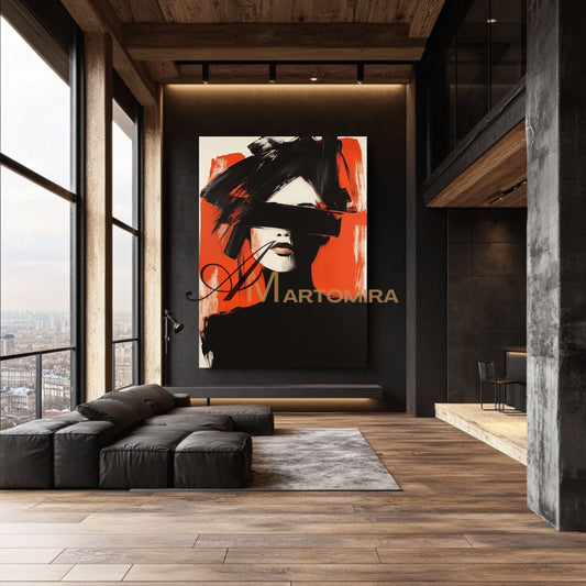 Women Painting | Red Black And White Wall Art | Abstract Portraits | Large Wall Art #AP025